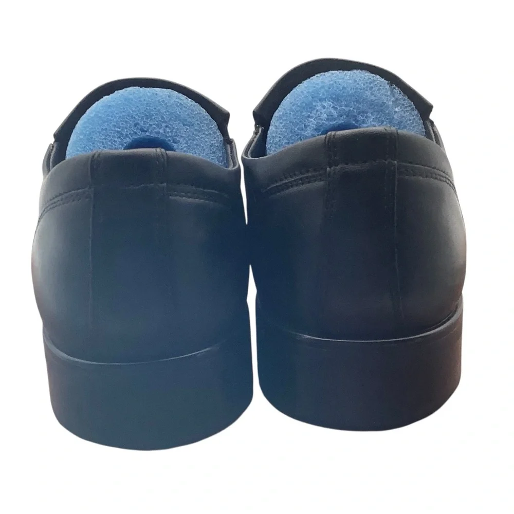 Ecco Black‎ Leather Loafers Slip-On Shoes size 11